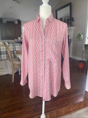 Zara Pink Chain-Print Button Blouse